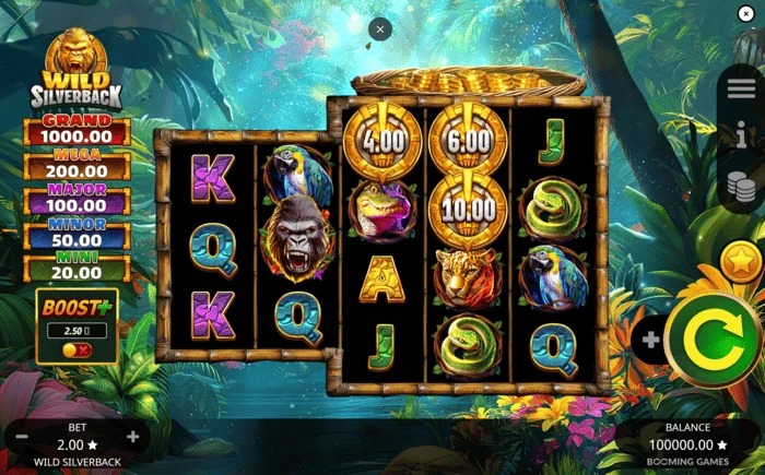 Wild Silverback – Hovedspillskjerm med rutenett 3-3-4-4-4