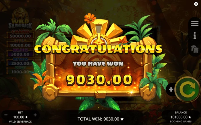 Wild Silverback – Totalgevinst for Free Spins-runden
